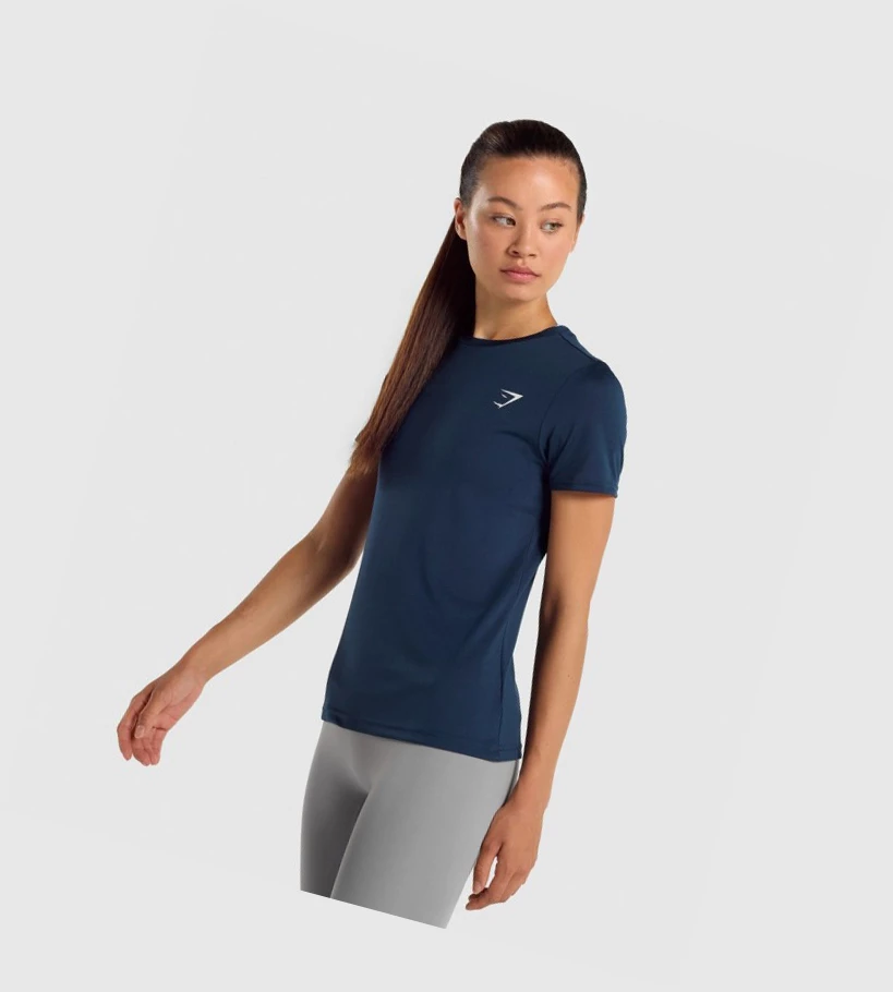 Camiseta Gymshark Entrenamiento Mujer Azul Marino | RTAOUKW-20