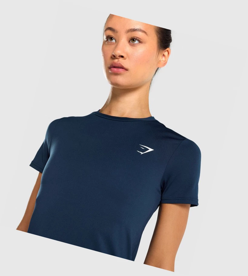 Camiseta Gymshark Entrenamiento Mujer Azul Marino | RTAOUKW-20