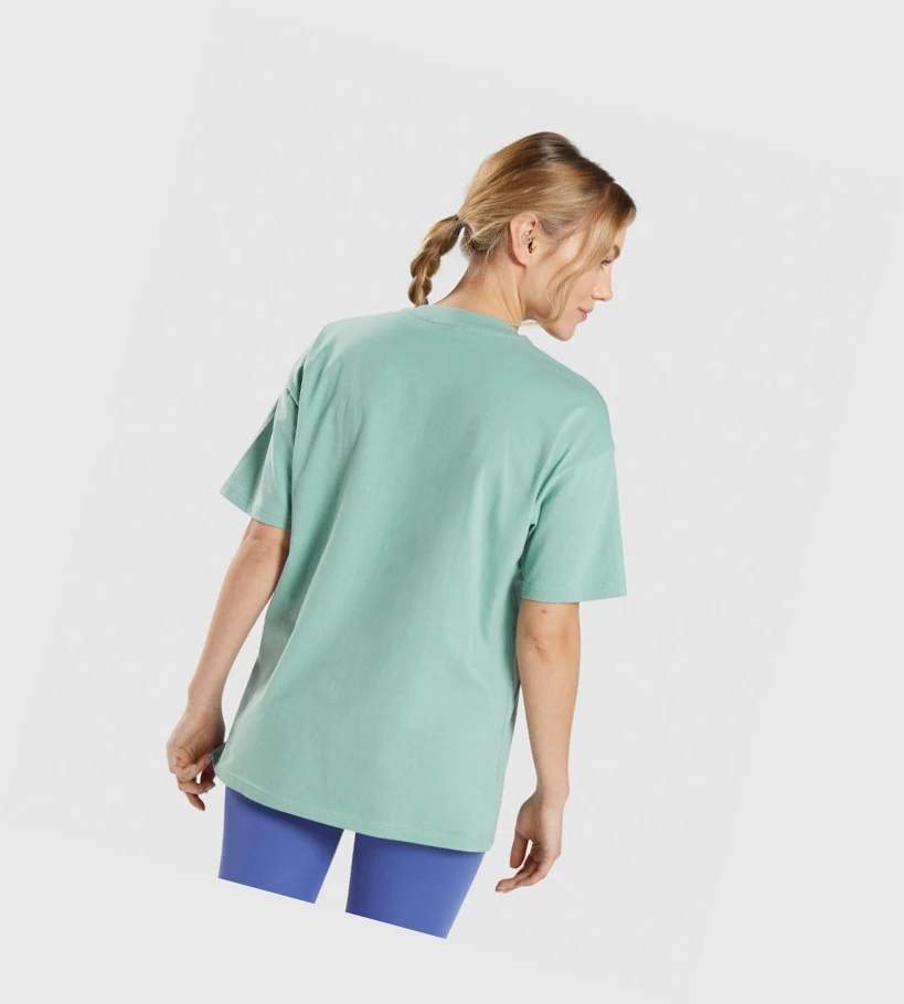 Camiseta Gymshark Entrenamiento Oversized Mujer Azules | ALMGPQS-67