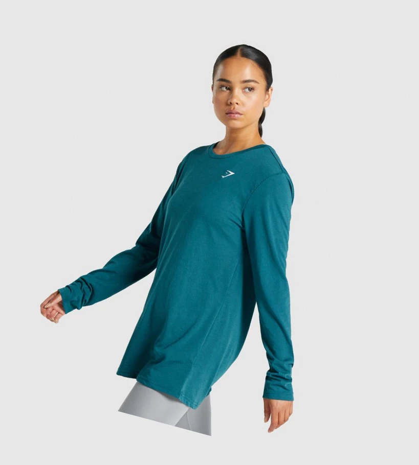 Camiseta Gymshark Entrenamiento Oversized Mujer Turquesa | FOPUWDX-79