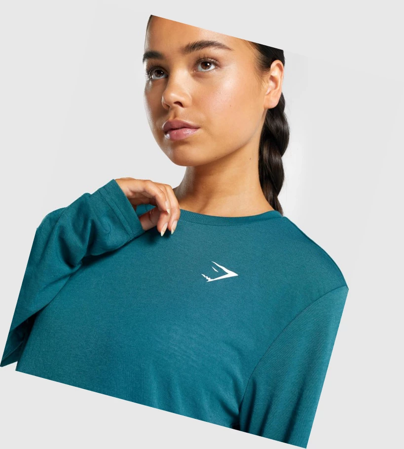 Camiseta Gymshark Entrenamiento Oversized Mujer Turquesa | FOPUWDX-79