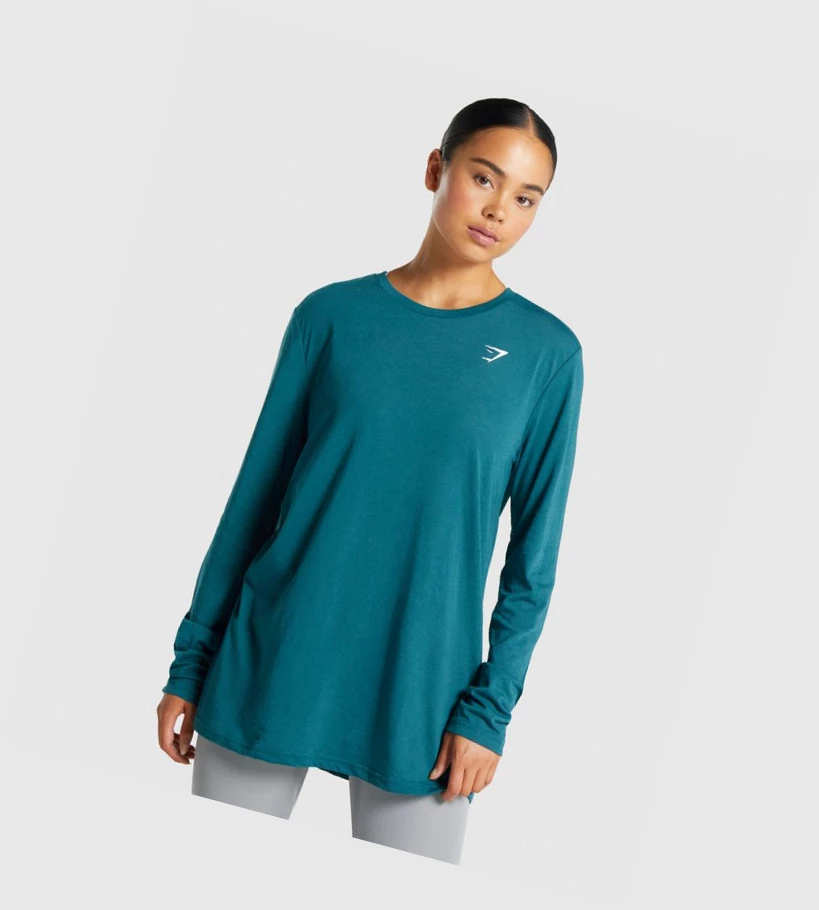 Camiseta Gymshark Entrenamiento Oversized Mujer Turquesa | FOPUWDX-79