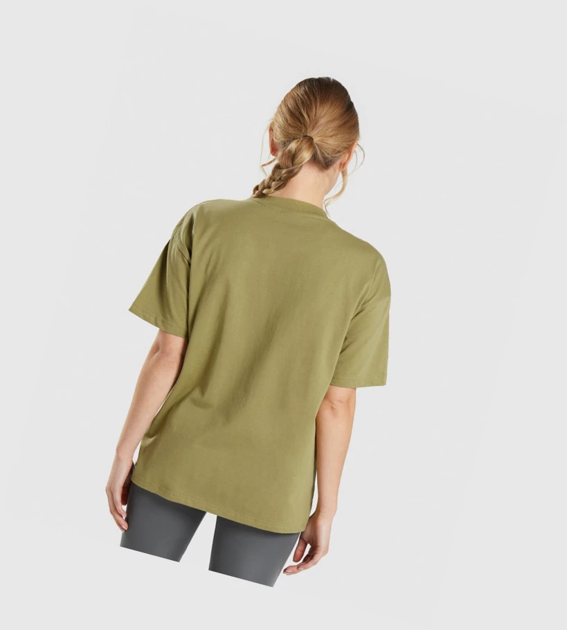 Camiseta Gymshark Entrenamiento Oversized Mujer Verdes | KZTBLWF-05