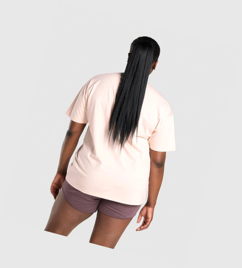 Camiseta Gymshark Entrenamiento Oversized Mujer Marrom Claro | RUZPBLA-10