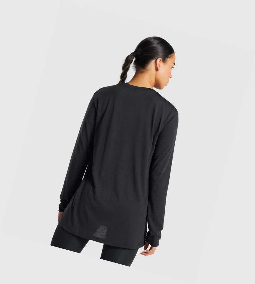 Camiseta Gymshark Entrenamiento Oversized Mujer Negros | ZFIEXJL-71