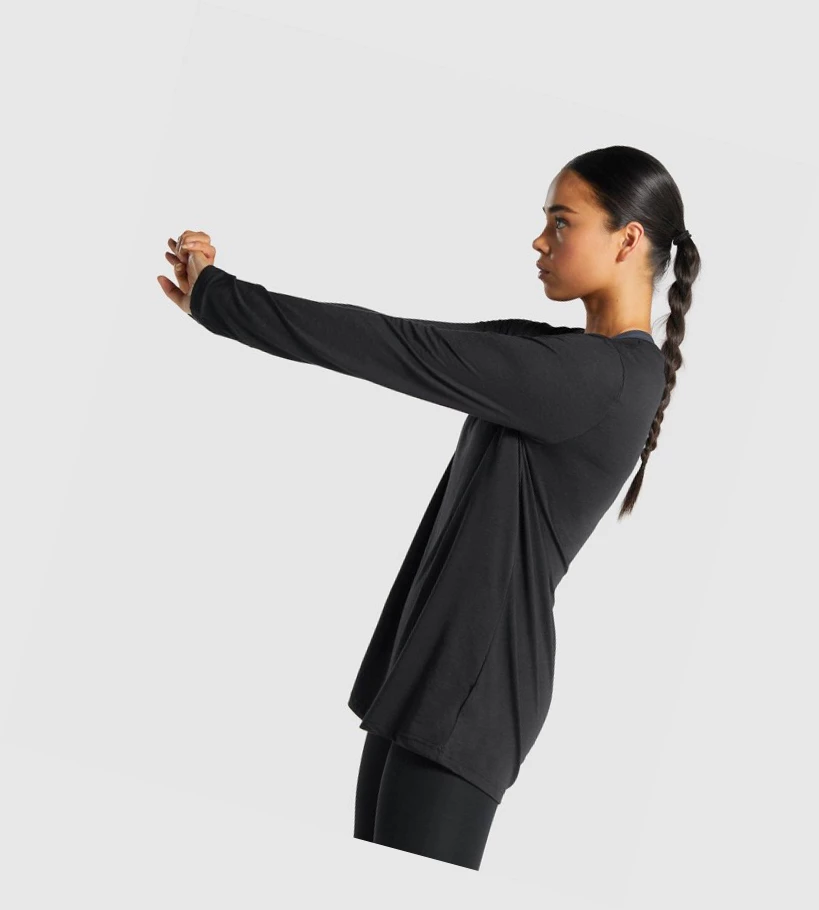 Camiseta Gymshark Entrenamiento Oversized Mujer Negros | ZFIEXJL-71