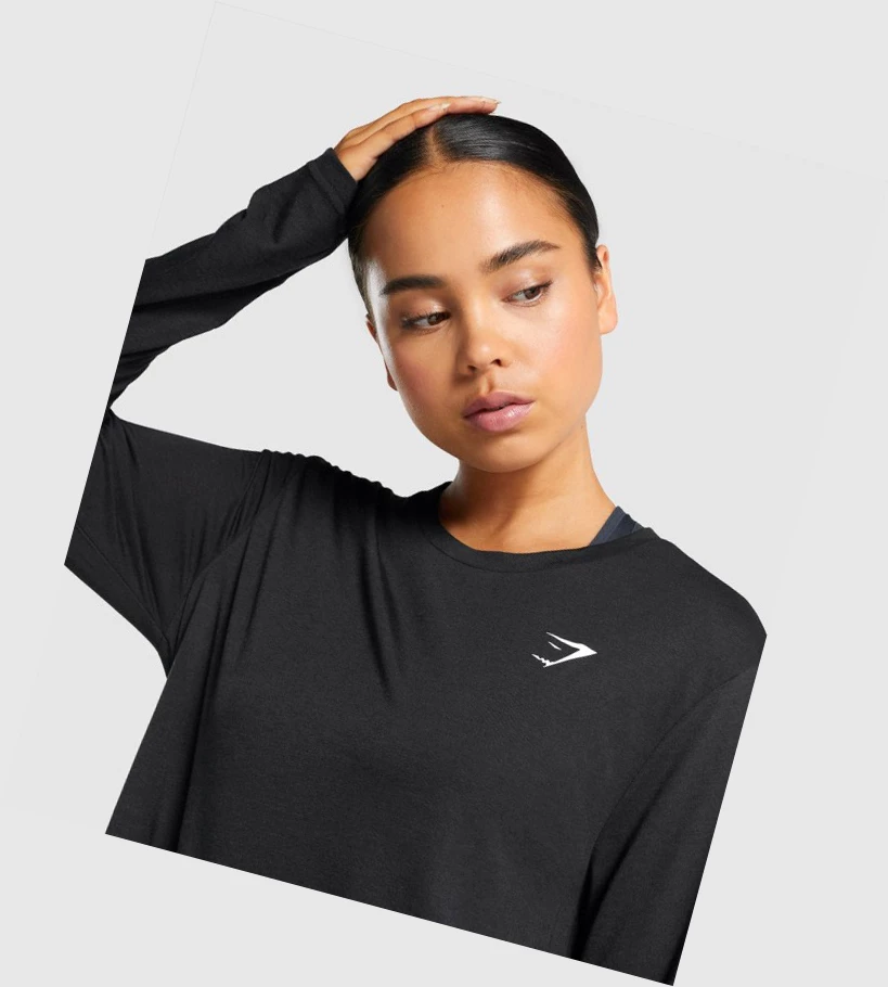 Camiseta Gymshark Entrenamiento Oversized Mujer Negros | ZFIEXJL-71