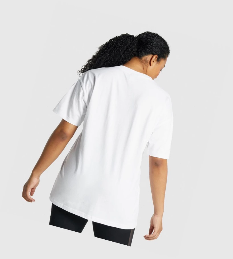 Camiseta Gymshark Entrenamiento Oversized Mujer Blancos | ZQNJFTP-61