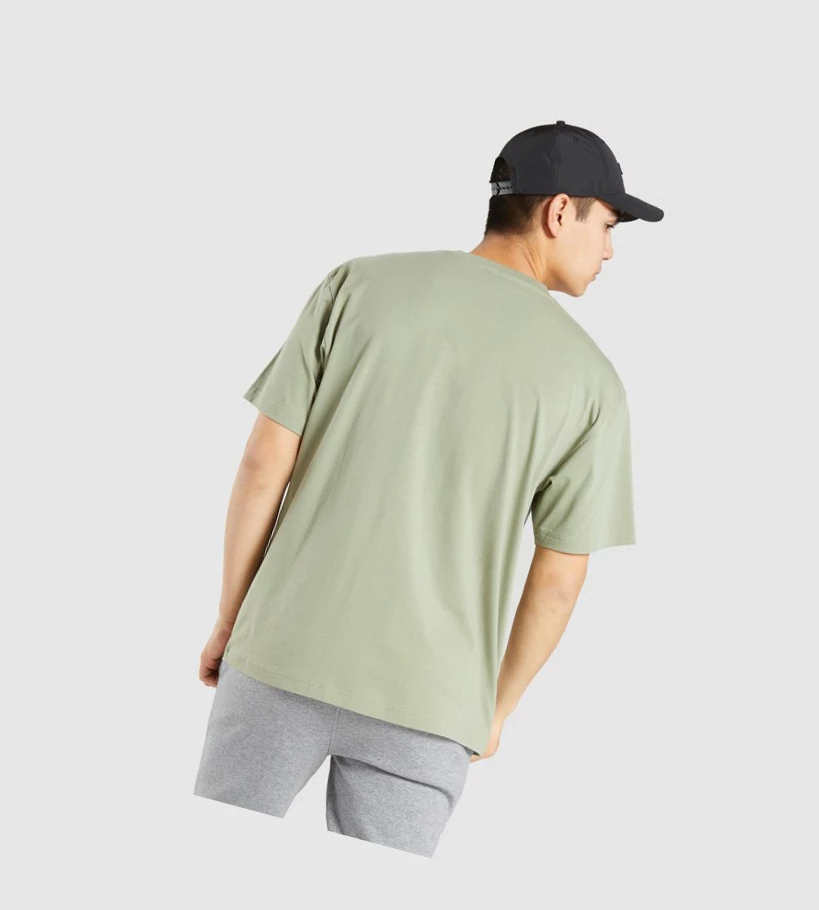 Camiseta Gymshark Essential Oversized Hombre Verdes Claro | LCSEVYM-45