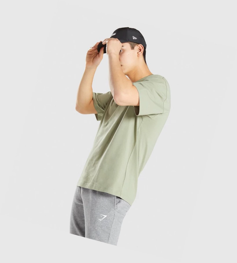 Camiseta Gymshark Essential Oversized Hombre Verdes Claro | LCSEVYM-45