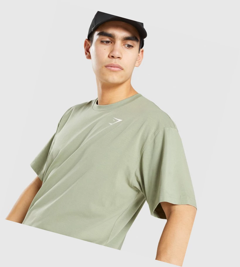 Camiseta Gymshark Essential Oversized Hombre Verdes Claro | LCSEVYM-45