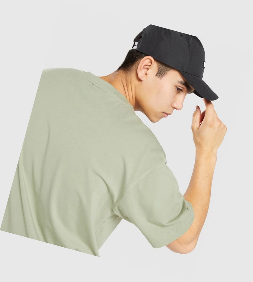 Camiseta Gymshark Essential Oversized Hombre Verdes Claro | LCSEVYM-45