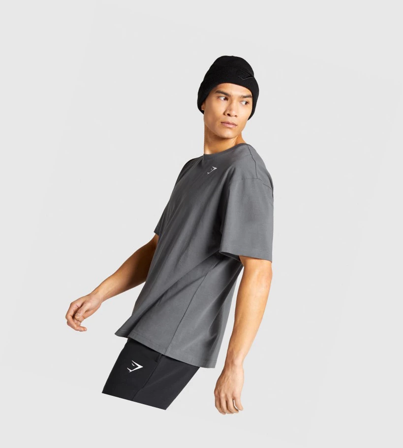 Camiseta Gymshark Essential Oversized Hombre Grises | ORKGIDJ-89