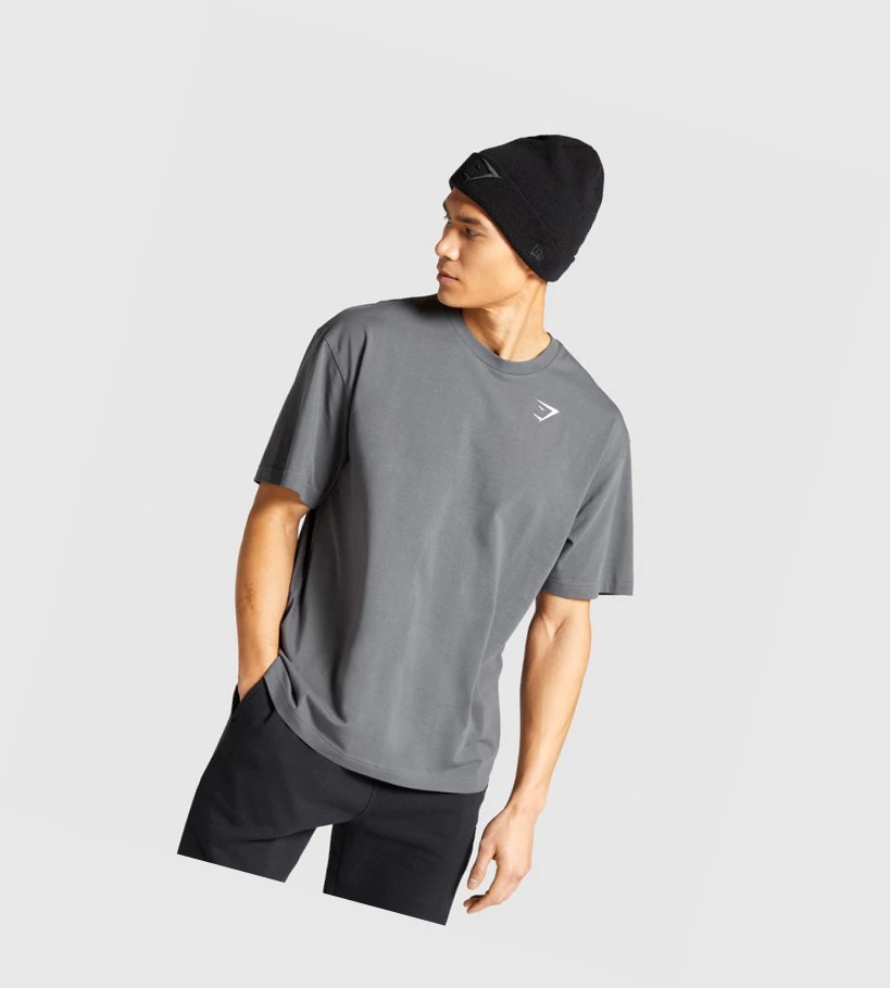 Camiseta Gymshark Essential Oversized Hombre Grises | ORKGIDJ-89