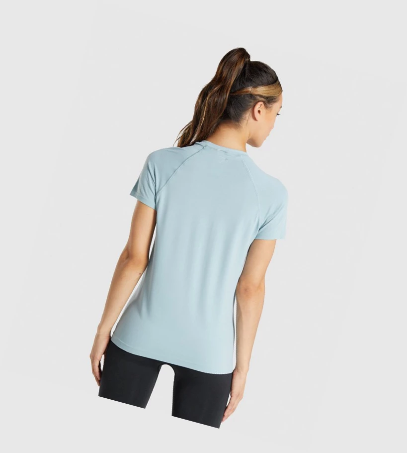 Camiseta Gymshark Fit Seamless Loose Mujer Azules | JBNQGRV-53