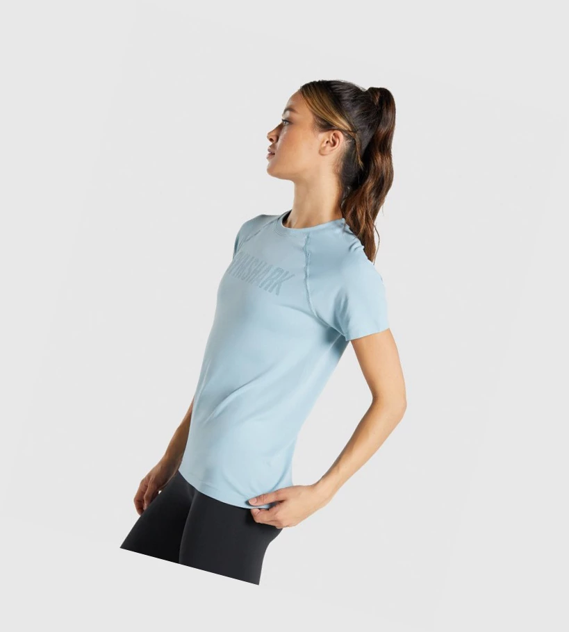 Camiseta Gymshark Fit Seamless Loose Mujer Azules | JBNQGRV-53