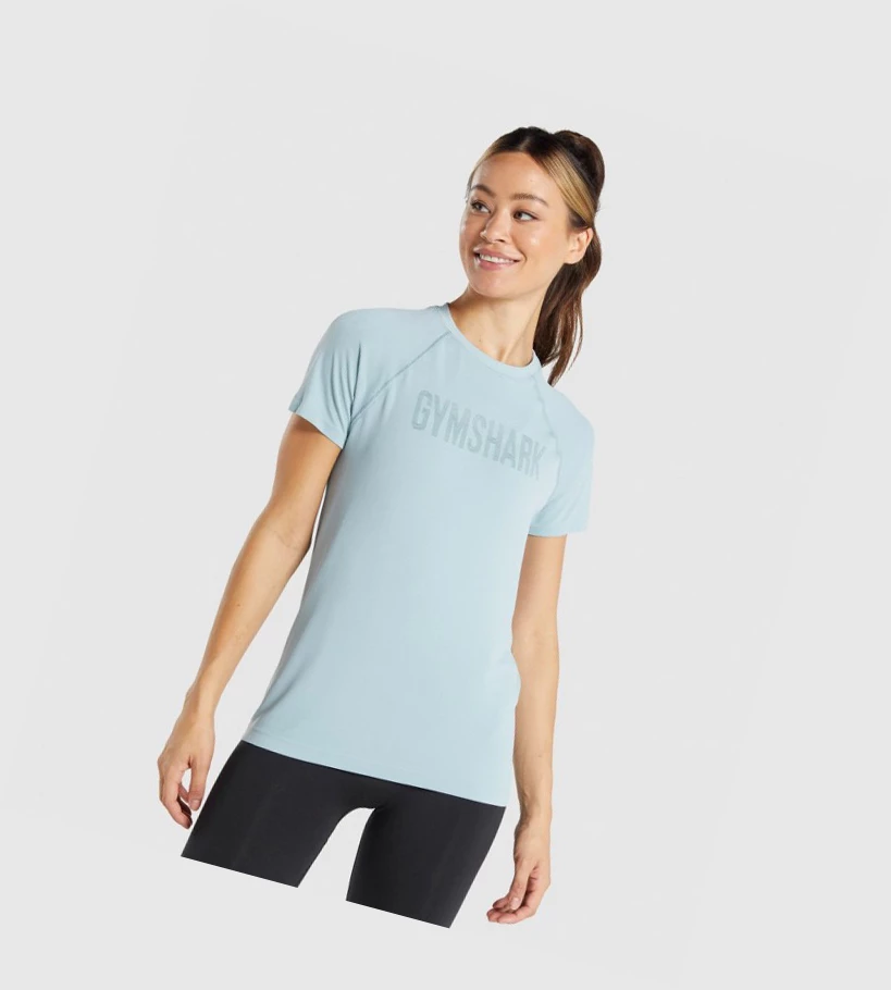 Camiseta Gymshark Fit Seamless Loose Mujer Azules | JBNQGRV-53