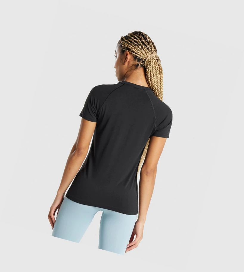 Camiseta Gymshark Fit Seamless Loose Mujer Negros | OCPDJUB-67