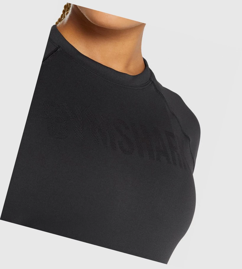 Camiseta Gymshark Fit Seamless Loose Mujer Negros | OCPDJUB-67