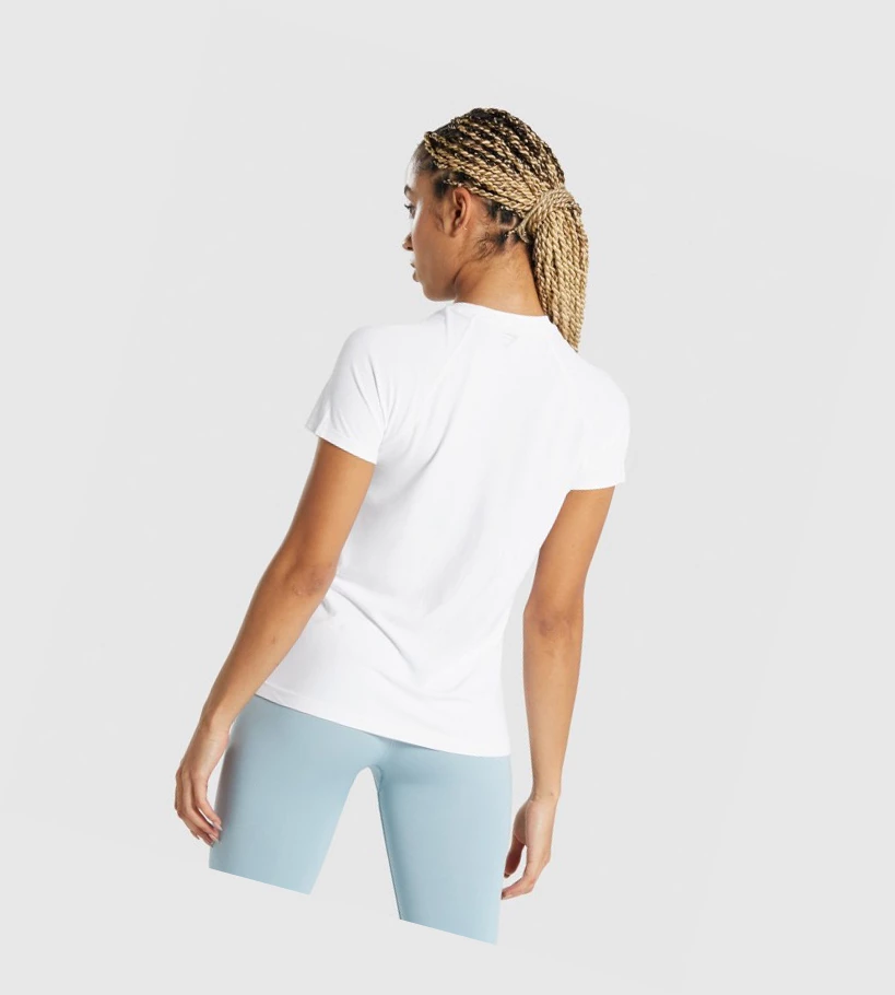 Camiseta Gymshark Fit Seamless Loose Mujer Blancos | WYCUMAV-09