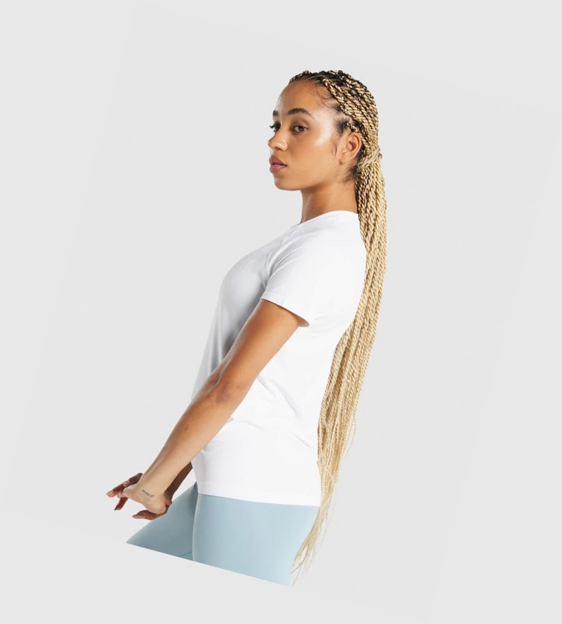 Camiseta Gymshark Fit Seamless Loose Mujer Blancos | WYCUMAV-09