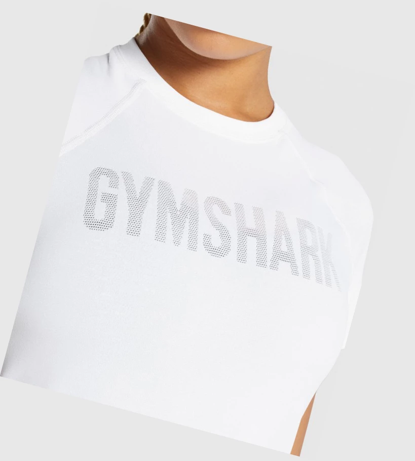 Camiseta Gymshark Fit Seamless Loose Mujer Blancos | WYCUMAV-09