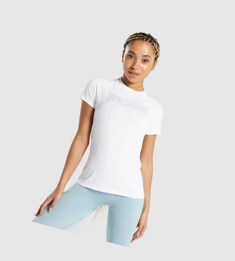 Camiseta Gymshark Fit Seamless Loose Mujer Blancos | WYCUMAV-09