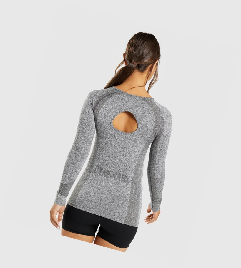 Camiseta Gymshark Flex Top Mujer Grises | HRUVNDT-30