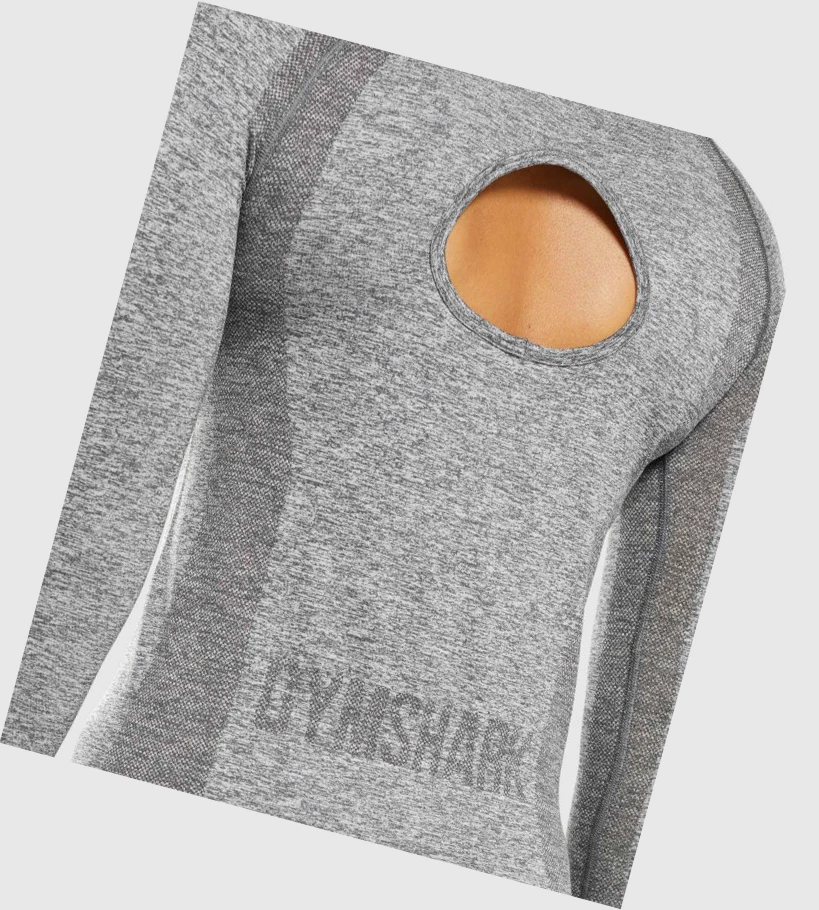 Camiseta Gymshark Flex Top Mujer Grises | HRUVNDT-30