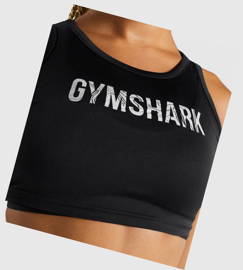 Camiseta Gymshark GS Power Crop Top Mujer Negros | SDVYFKN-75