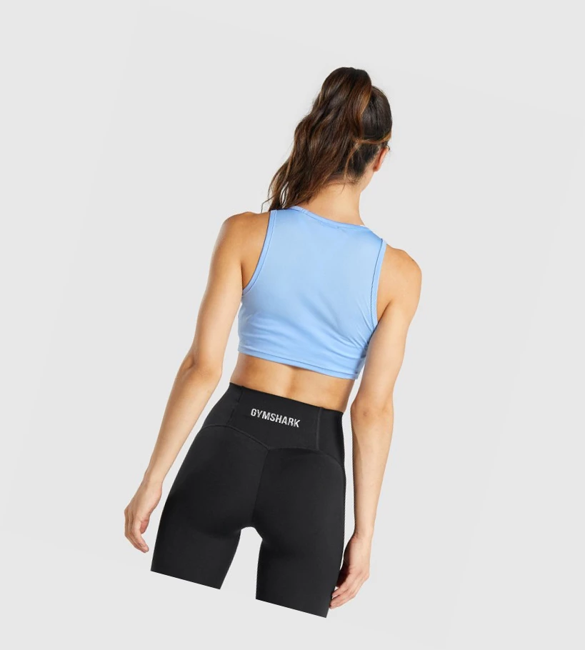 Camiseta Gymshark GS Power Crop Top Mujer Azules | USRJFPB-23