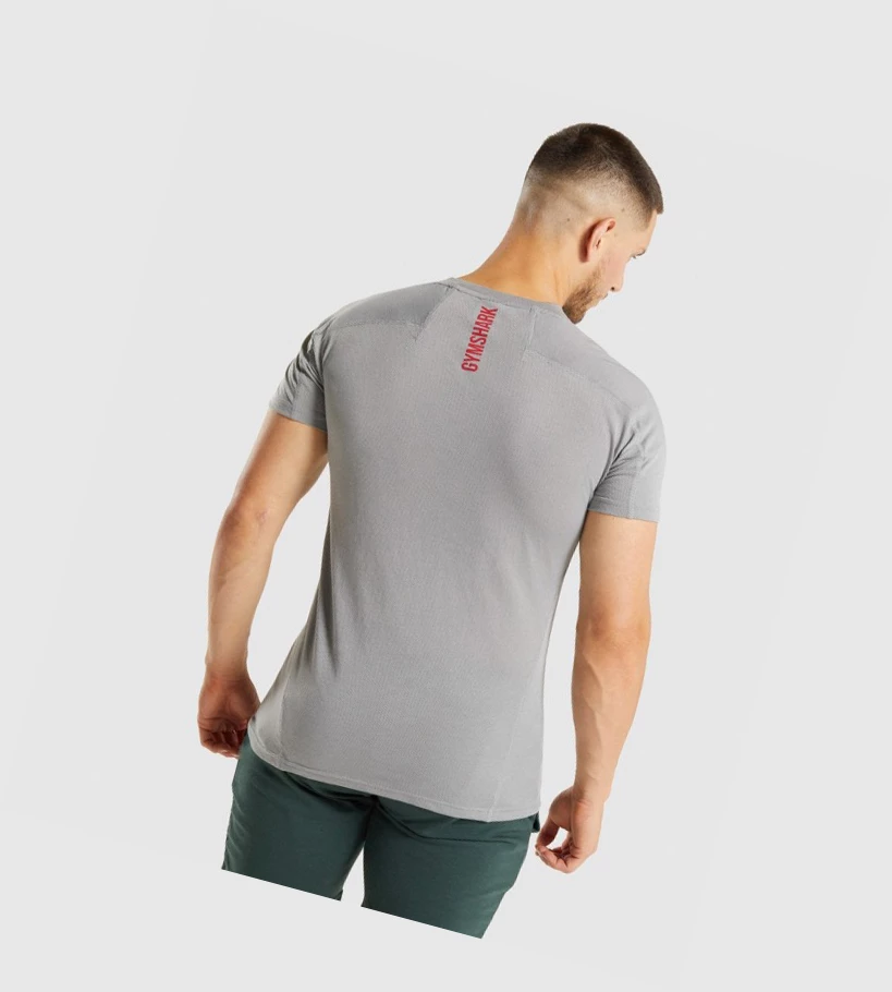 Camiseta Gymshark Hyper Power Hombre Grises | QOAYFDU-08