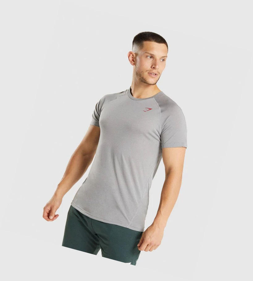 Camiseta Gymshark Hyper Power Hombre Grises | QOAYFDU-08