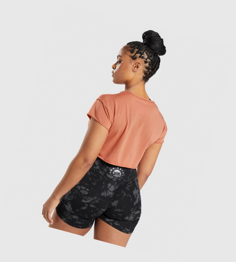 Camiseta Gymshark KK Fit Raw Crop Top Mujer Naranjas | JPKEIQM-05