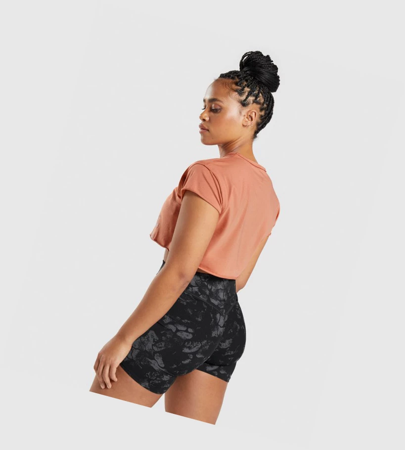 Camiseta Gymshark KK Fit Raw Crop Top Mujer Naranjas | JPKEIQM-05