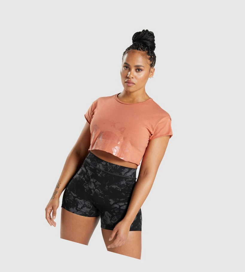 Camiseta Gymshark KK Fit Raw Crop Top Mujer Naranjas | JPKEIQM-05