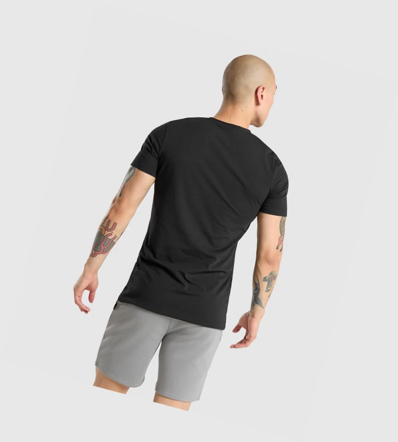 Camiseta Gymshark Legacy Hombre Negros Negros | WQFRGKI-97