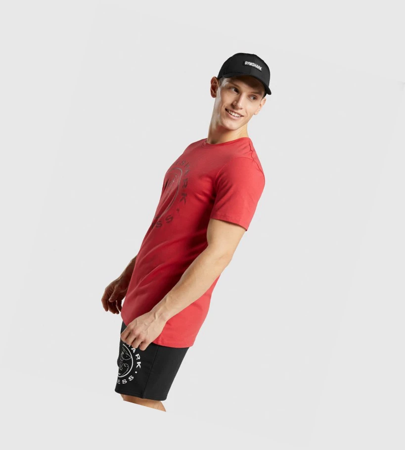 Camiseta Gymshark Legacy Hombre Rojos | VKQBTHA-63