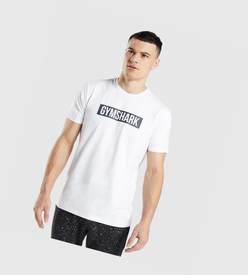 Camiseta Gymshark Micro Print Block Infill Hombre Blancos | LNEFMZK-06