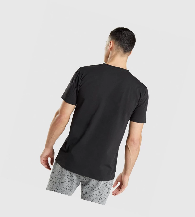 Camiseta Gymshark Micro Print Block Infill Hombre Negros | RAGNWMS-93