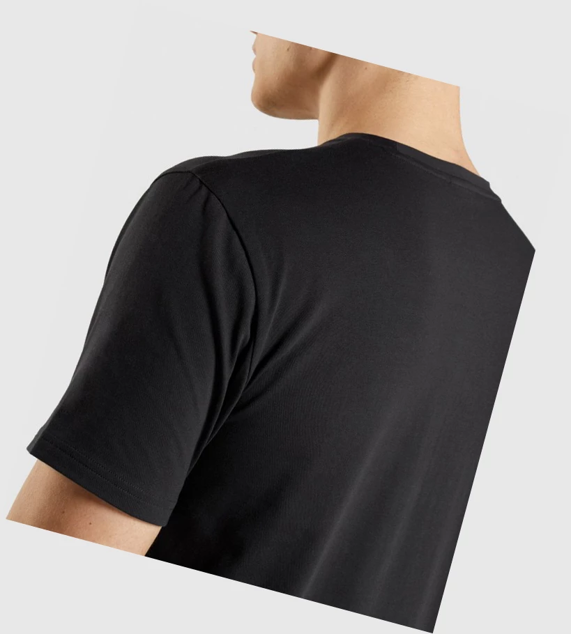 Camiseta Gymshark Micro Print Block Infill Hombre Negros | RAGNWMS-93