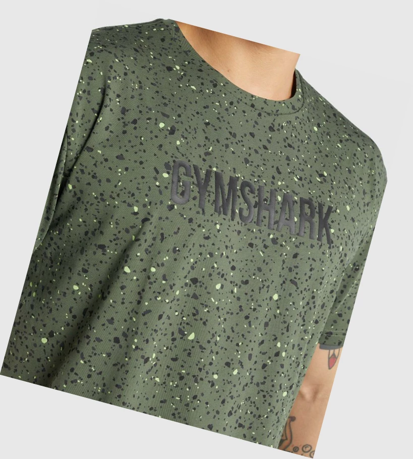 Camiseta Gymshark Micro Print Hombre Verdes | KTBHERJ-18