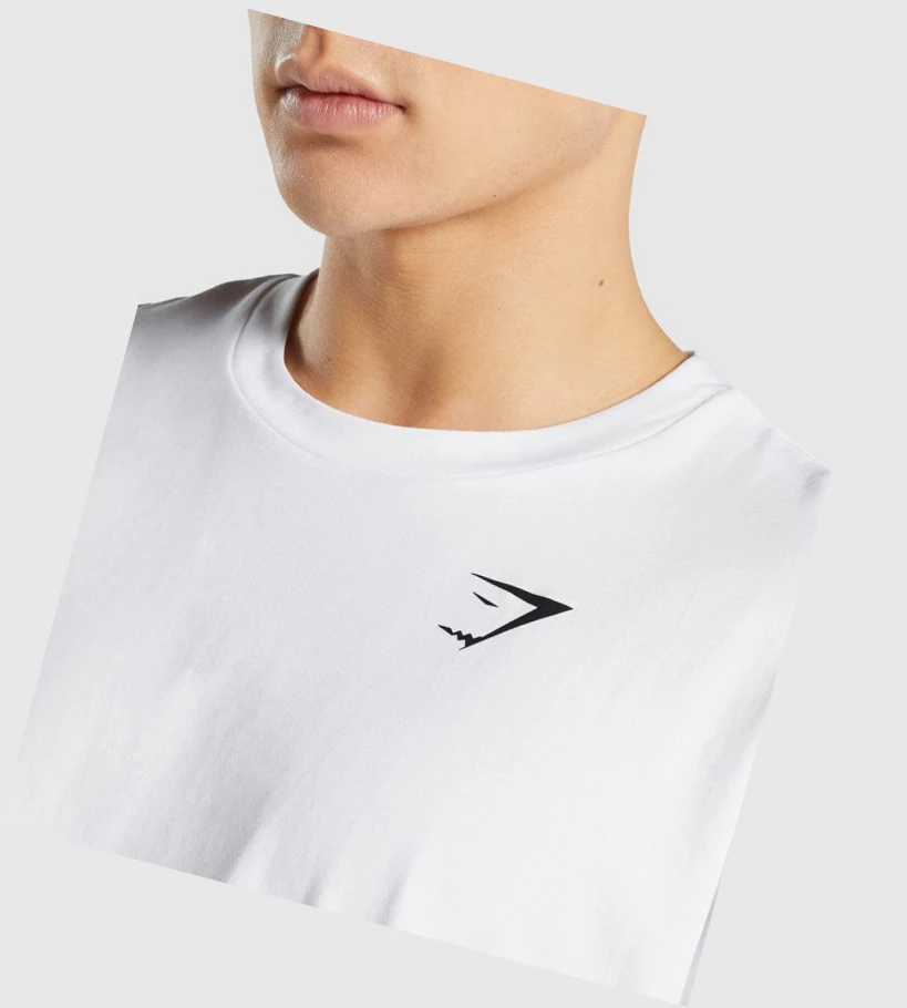 Camiseta Gymshark Oversized Hombre Blancos | TSKIBXC-64