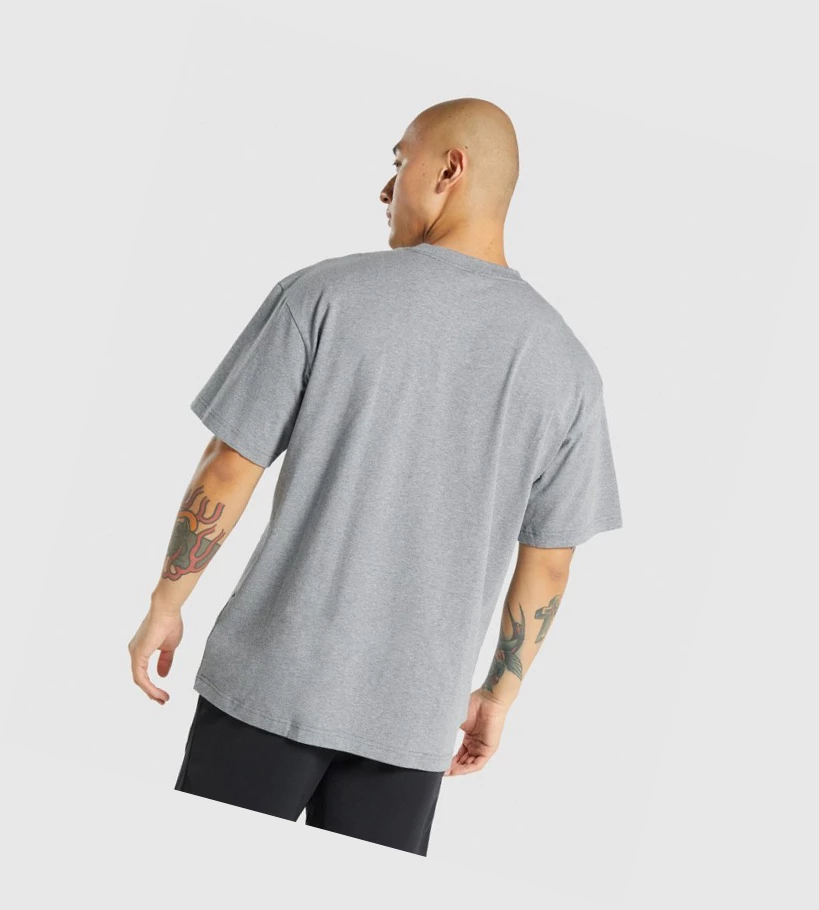 Camiseta Gymshark Oversized Hombre Grises | NUXBVHZ-38