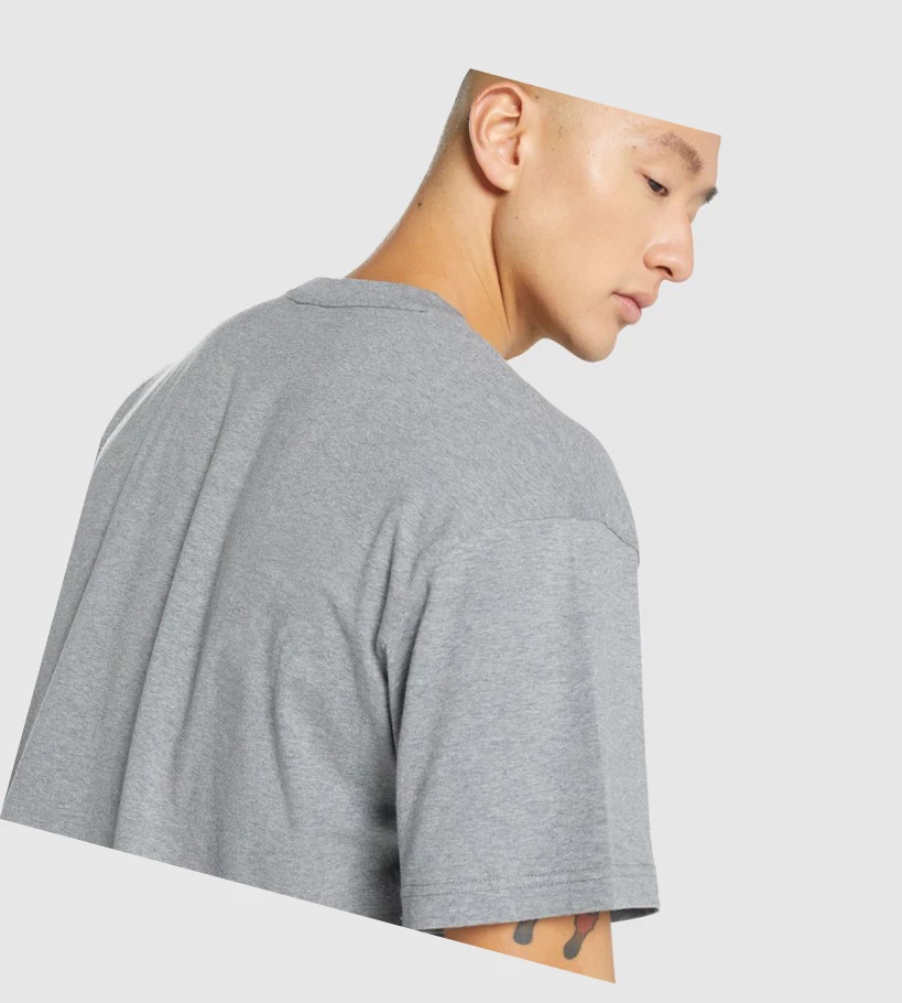 Camiseta Gymshark Oversized Hombre Grises | NUXBVHZ-38