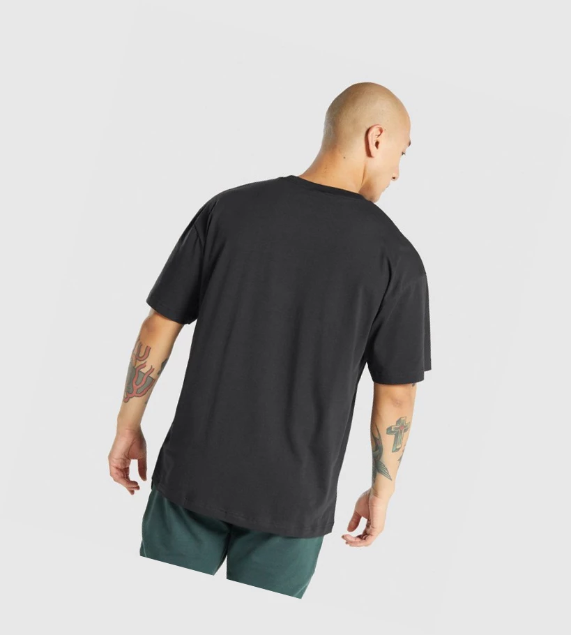 Camiseta Gymshark Oversized Hombre Negros | XDSLKFE-38