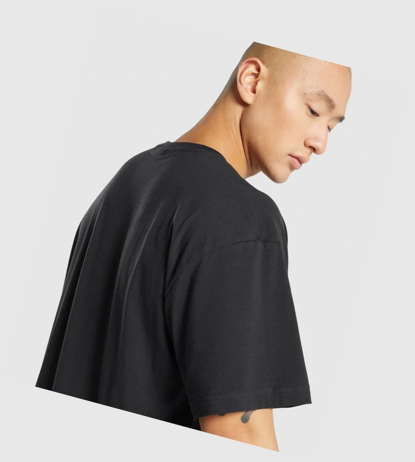 Camiseta Gymshark Oversized Hombre Negros | XDSLKFE-38