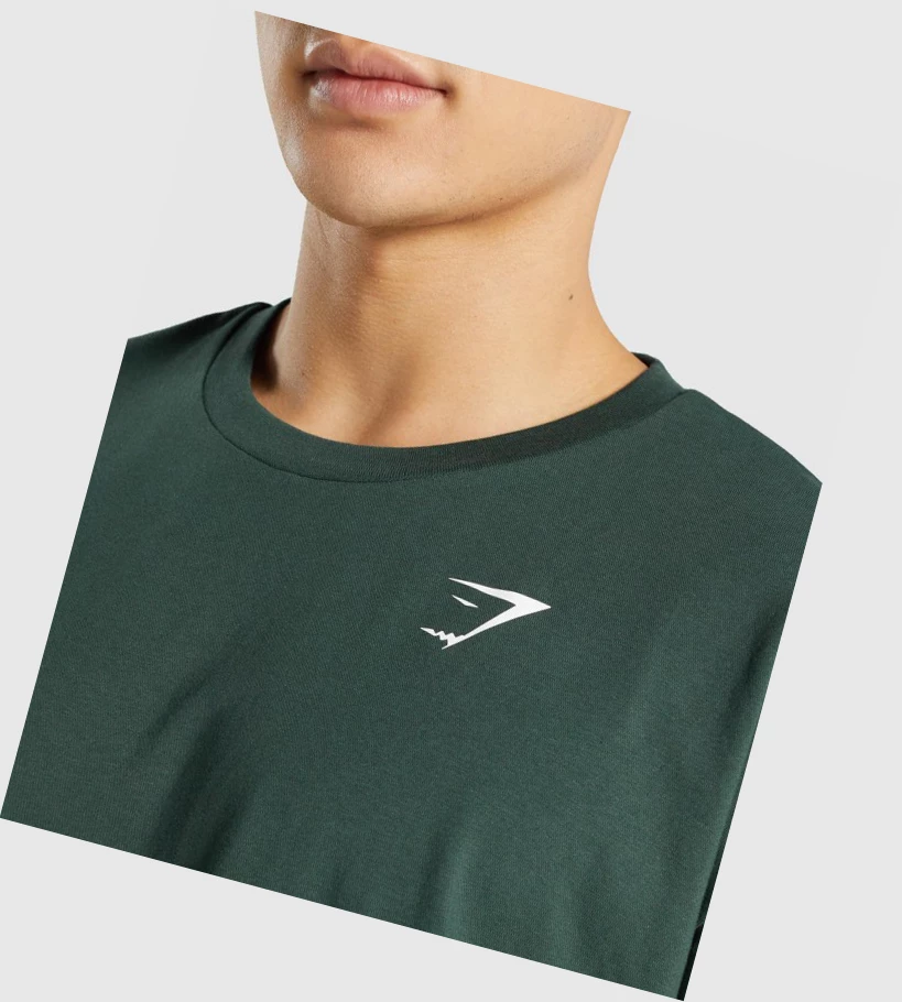 Camiseta Gymshark Oversized Hombre Verdes Oscuro | MQVCGDH-69