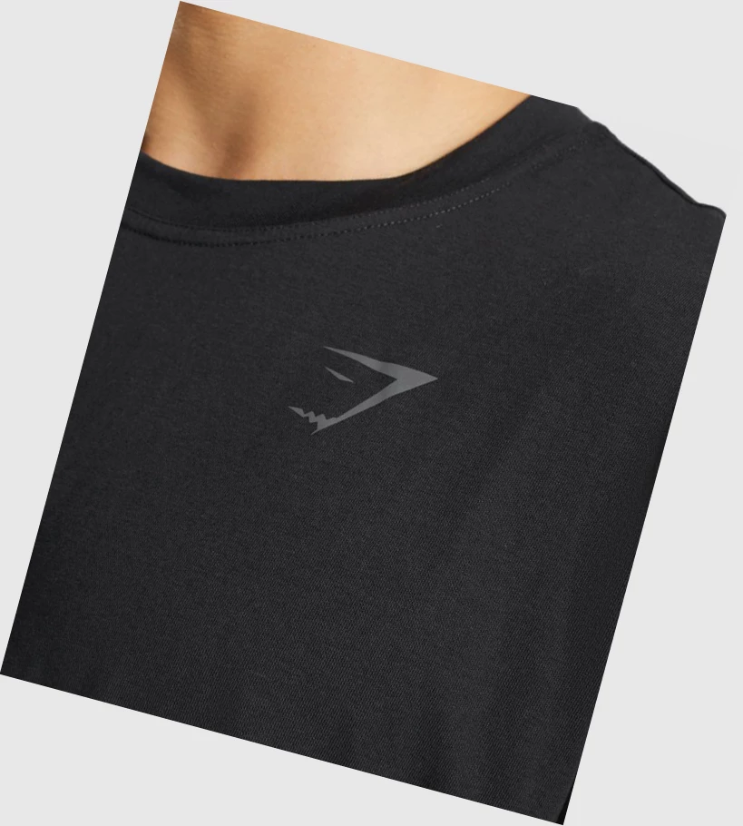 Camiseta Gymshark Power Hombre Negros | HLIEXSM-16