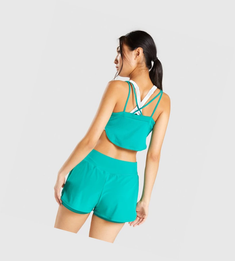 Camiseta Gymshark Pulse Crop Top Mujer Verdes | KXCEWBN-38